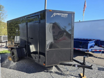 New 6 x 12 Homesteader Intrepid V Nose Cargo Trailer, 3k GVWR **BlackOut Package w/Ramp Door &.080 PolyCor Sides