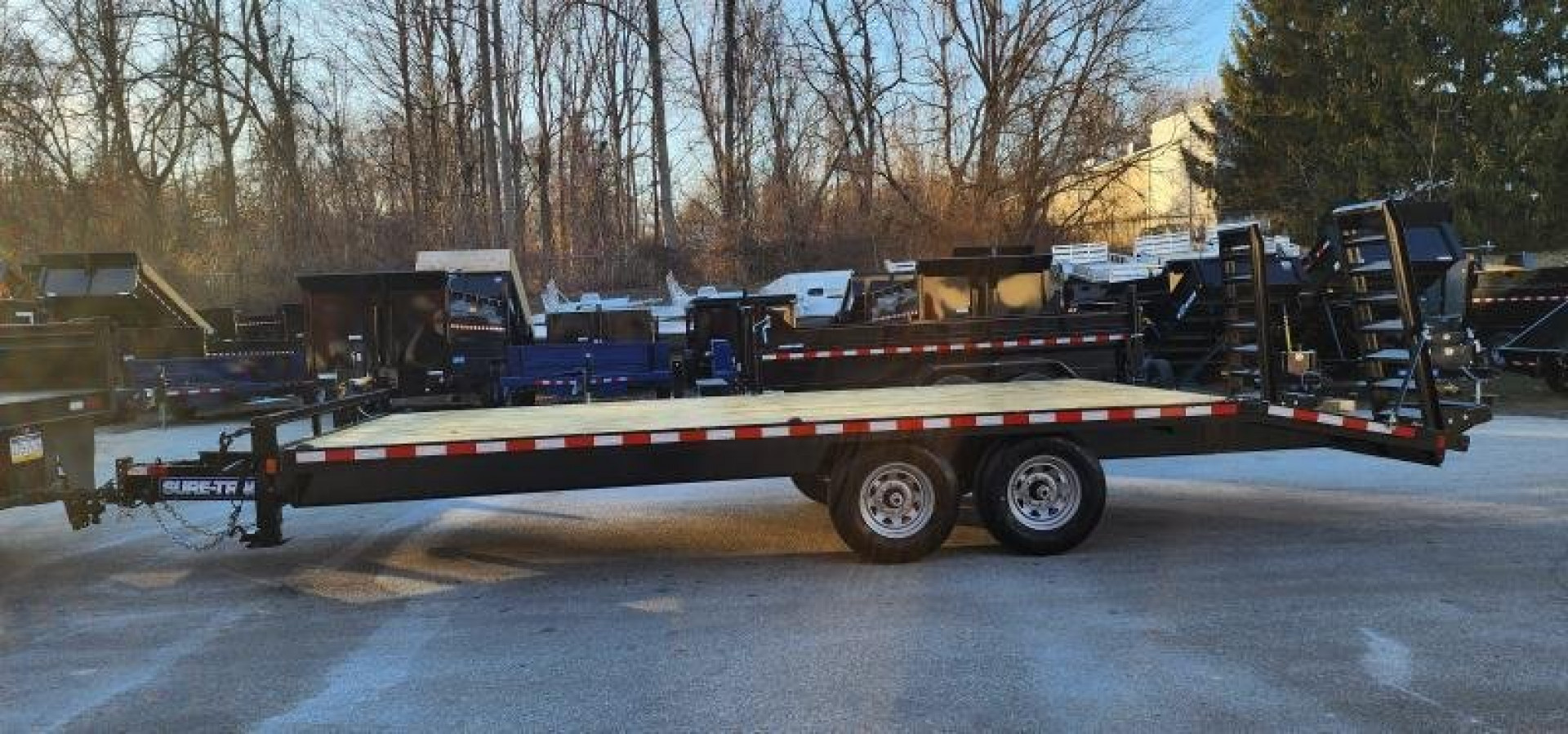 New 8.5 x 18+4 Sure-Trac Deckover w/Beavertail Equipment Trailer  15k