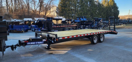 New 8.5 x 18+4 Sure-Trac Deckover w/Beavertail Equipment Trailer  15k