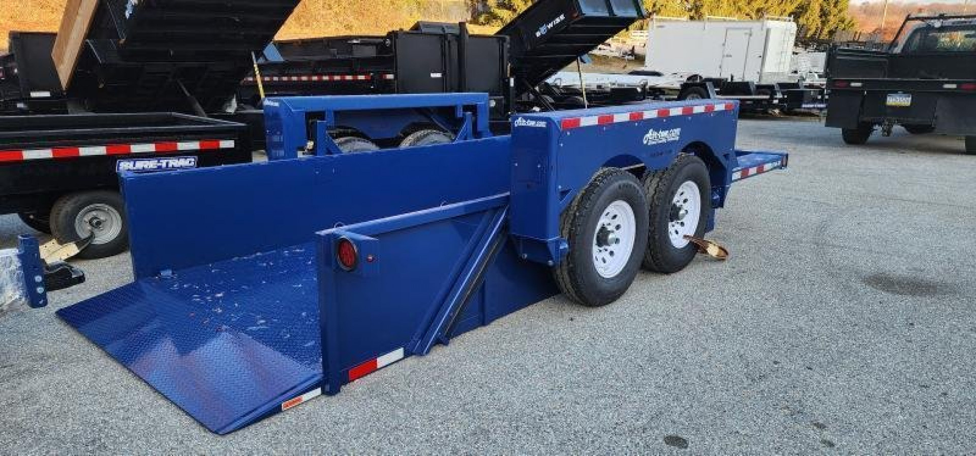 New 6'3" x 14' Air-Tow UT14-10 Drop Deck Utility Flatbed Equipment Trailer, 13.5k GVWR ***Includes Spare Mount Bracket & 110v Battery Charger