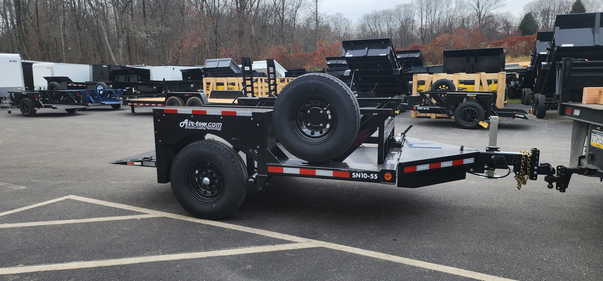 New 4'9" x 10' Air Tow SN10-55 Single Axle Drop Deck Flatbed Trailer 7.7k***BLACK
