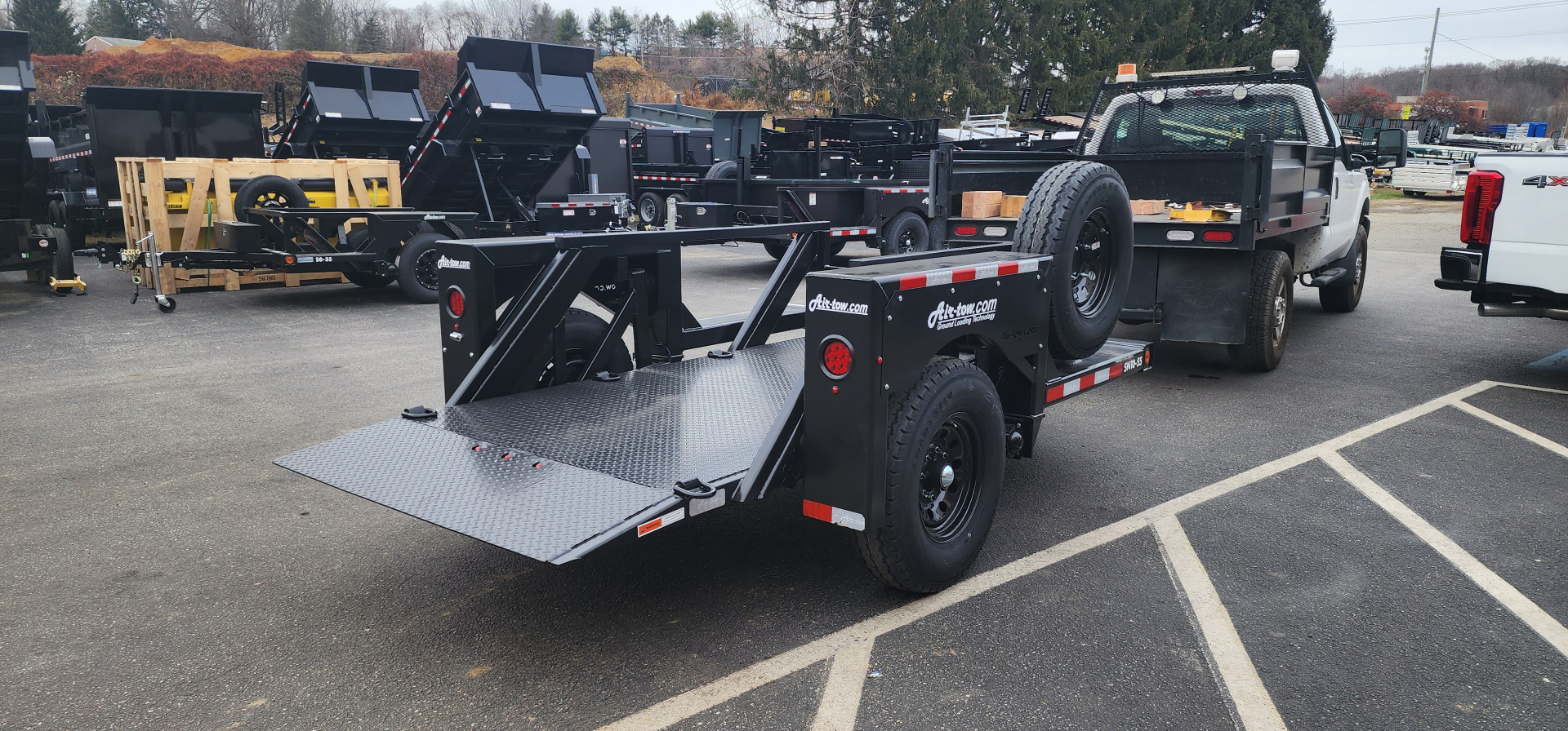 New 4'9" x 10' Air Tow SN10-55 Single Axle Drop Deck Flatbed Trailer 7.7k***BLACK