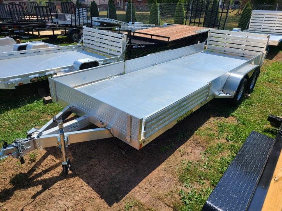 New 7 x 20 Aluma 8120-SR  Side Ramp Aluminum Utility Trailer, 7K GVWR  ****Bi-Fold Tailgate & 12" Solid Sides w/5' Removable Side Ramps