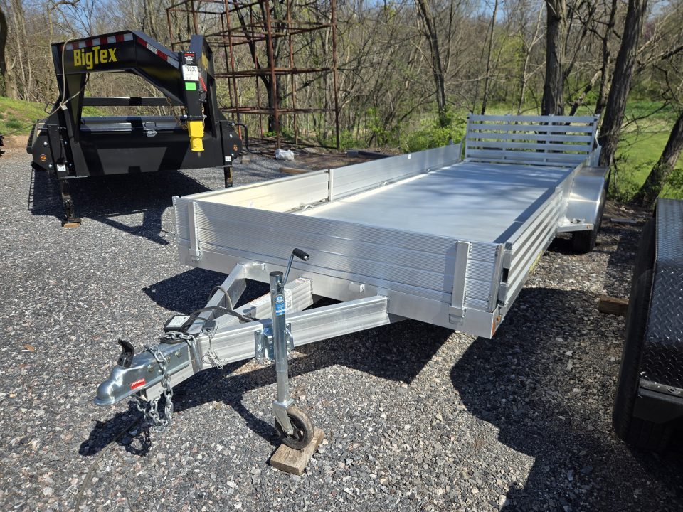 New 7 x 20 Aluma 8120-SR  Side Ramp Aluminum Utility Trailer, 7K GVWR  ****Bi-Fold Tailgate & 12" Solid Sides w/5' Removable Side Ramps
