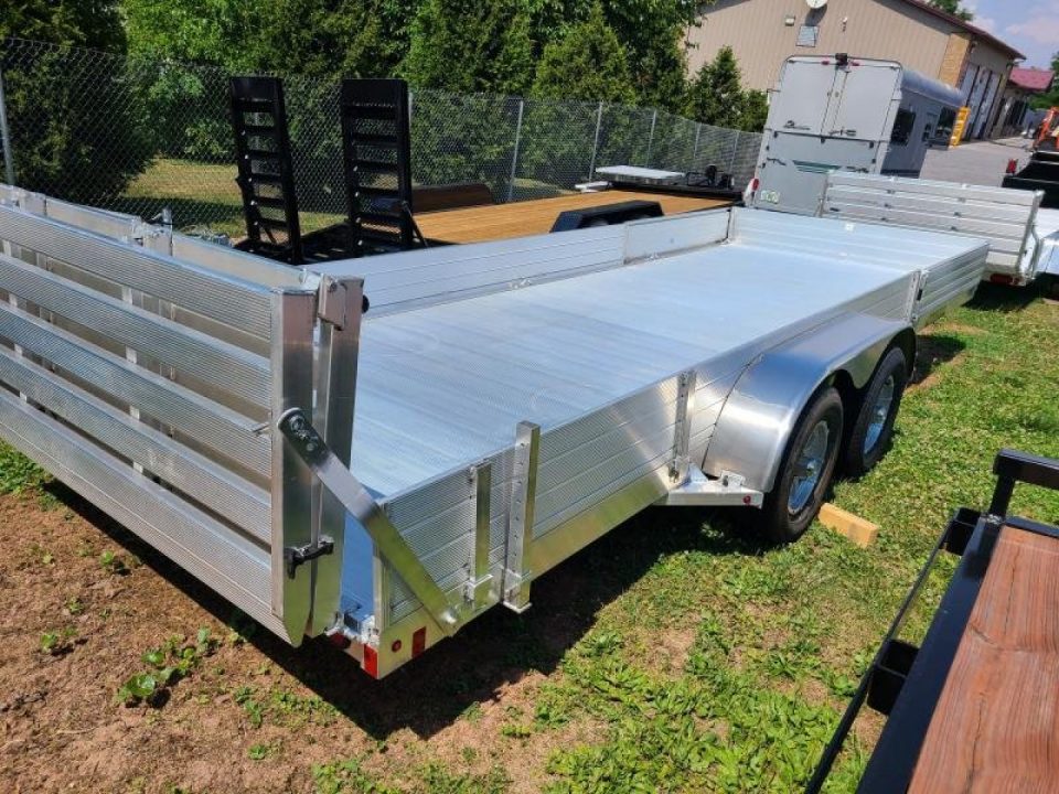 New 7 x 20 Aluma 8120-SR  Side Ramp Aluminum Utility Trailer, 7K GVWR  ****Bi-Fold Tailgate & 12" Solid Sides w/5' Removable Side Ramps