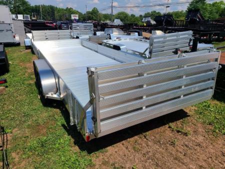 New 7 x 20 Aluma 8120-SR  Side Ramp Aluminum Utility Trailer, 7K GVWR  ****Bi-Fold Tailgate & 12" Solid Sides w/5' Removable Side Ramps