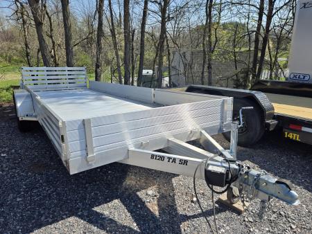 New 7 x 20 Aluma 8120-SR  Side Ramp Aluminum Utility Trailer, 7K GVWR  ****Bi-Fold Tailgate & 12  Solid Sides w/5' Removable Side Ramps