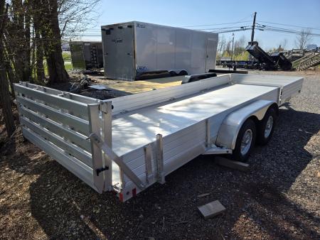 New 7 x 20 Aluma 8120-SR  Side Ramp Aluminum Utility Trailer, 7K GVWR  ****Bi-Fold Tailgate & 12" Solid Sides w/5' Removable Side Ramps