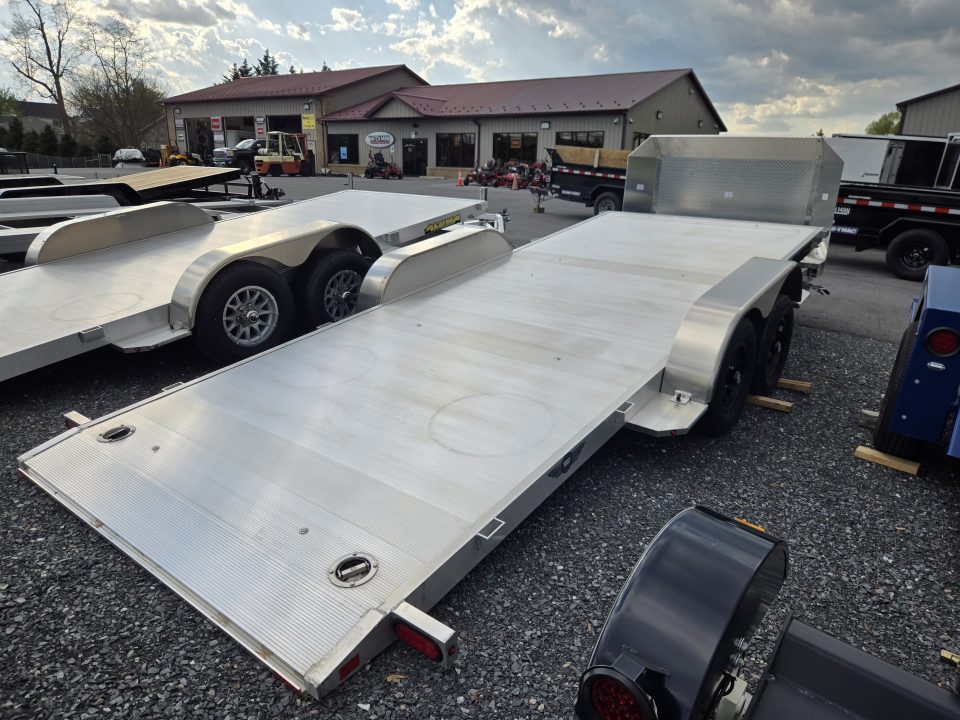 New 7 x 18 Aluma 8218 Anniversary Edition Tilt Car/Utility Trailer, 7k GVWR ***w/Stone Guard, Toolbox, LED Bed Lights, Black Alum Wheels