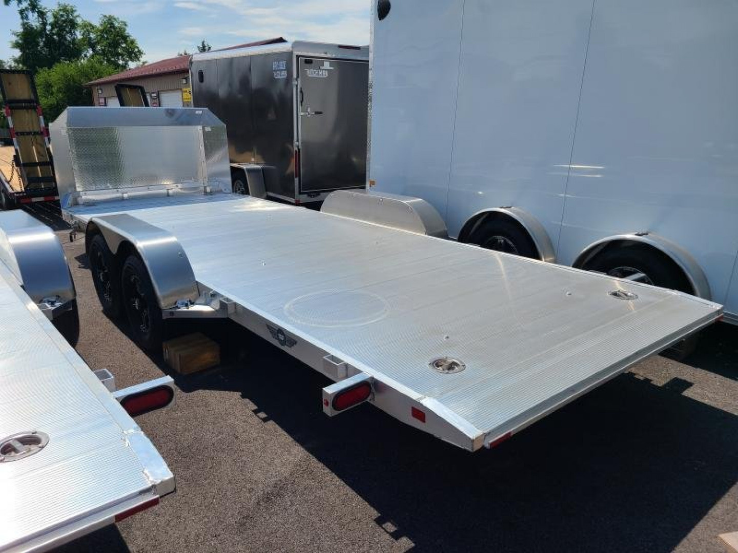 New 7 x 18 Aluma 8218 Anniversary Edition Tilt Car/Utility Trailer, 7k GVWR ***w/Stone Guard, Toolbox, LED Bed Lights, Black Alum Wheels