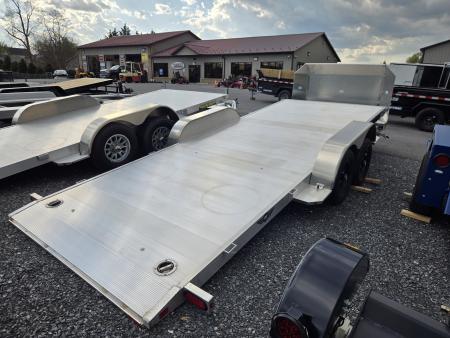 New 7 x 18 Aluma 8218 Anniversary Edition Tilt Car/Utility Trailer, 7k GVWR ***w/Stone Guard, Toolbox, LED Bed Lights, Black Alum Wheels