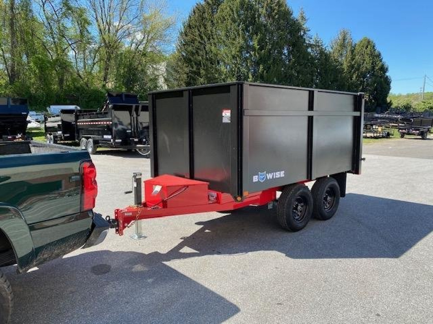 New 6 x 10 BWISE Deckover 48" High Sides Dump Trailer 10k  **BLACK/RED**