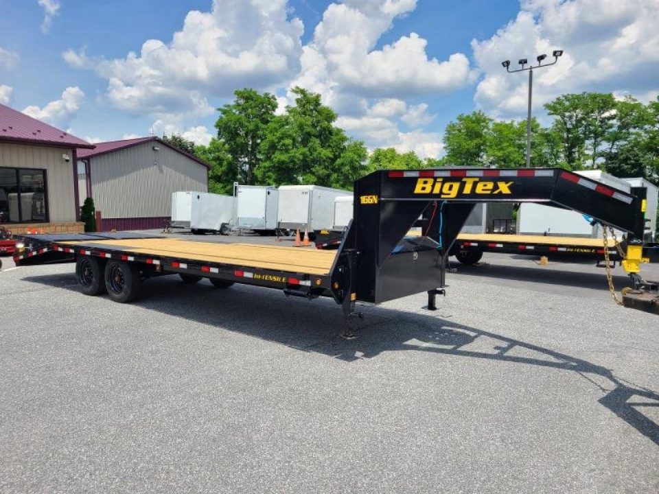 New 8.5 x 25 (20+5) Big Tex 16GN Gooseneck Deck Over Equipment Trailer, 17.5k **w/Mega Ramps & Spare Tire Assy