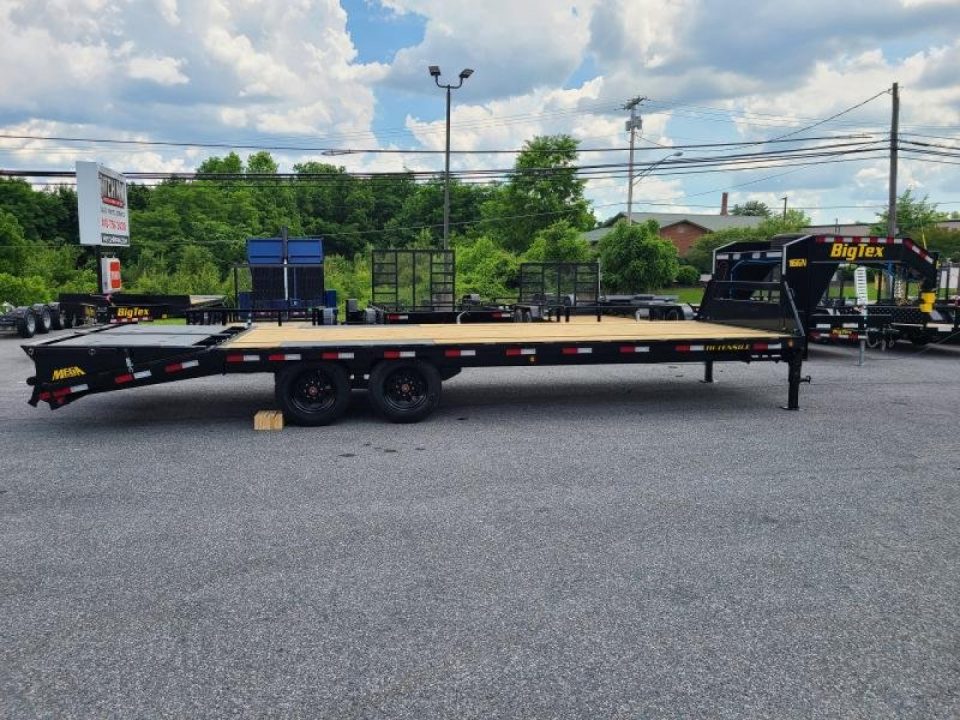 New 8.5 x 25 (20+5) Big Tex 16GN Gooseneck Deck Over Equipment Trailer, 17.5k **w/Mega Ramps & Spare Tire Assy