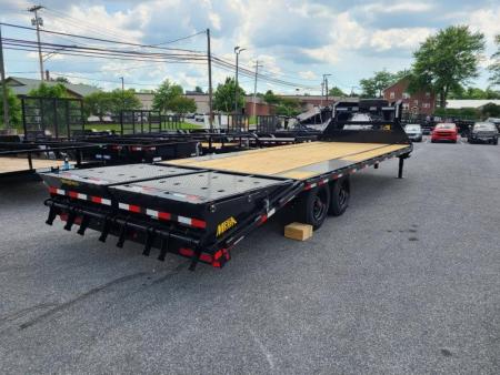 New 8.5 x 25 (20+5) Big Tex 16GN Gooseneck Deck Over Equipment Trailer, 17.5k **w/Mega Ramps & Spare Tire Assy