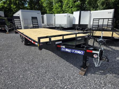 New 8.5 x 22 (18+4) Sure-Trac Beavertail Deckover Equipment Trailer, 15k GVWR **w/ Drop In Toolbox Installed