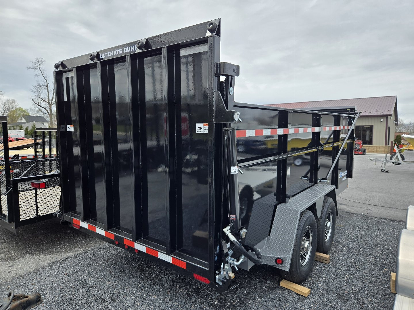 New 7 X 16 BWISE ULTIMATE Low Pro Dump Trailer, 15.4K GVWR **Black w/Hammertone Gray Frame, Loaded w/Features!