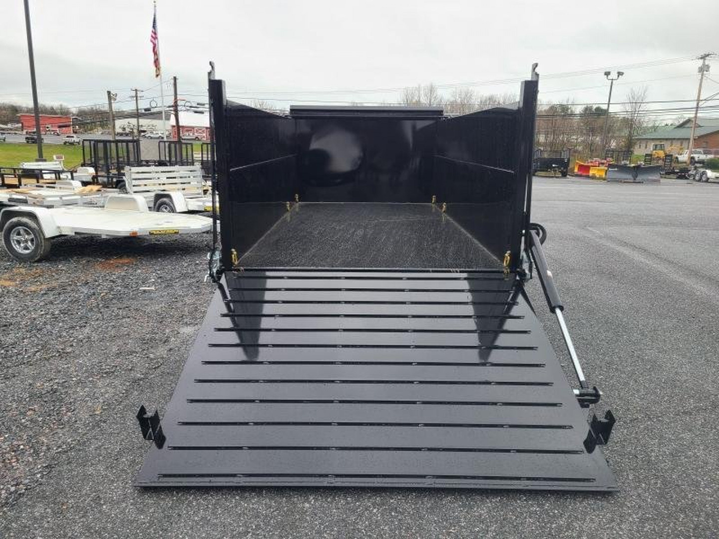 New 7 X 16 BWISE ULTIMATE Low Pro Dump Trailer, 15.4K GVWR **Black w/Hammertone Gray Frame, Loaded w/Features!