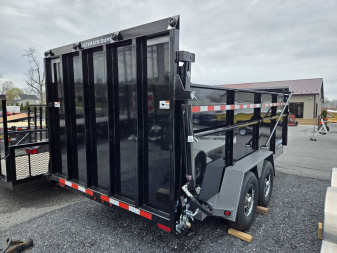 New 7 X 16 BWISE ULTIMATE Low Pro Dump Trailer, 15.4K GVWR **Black w/Hammertone Gray Frame, Loaded w/Features!