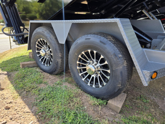 New 7 X 16 BWISE ULTIMATE Low Pro Dump Trailer, 15.4K GVWR **Black w/Hammertone Gray Frame, Loaded w/Features!