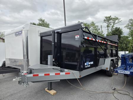 New 7 X 16 BWISE ULTIMATE Telescopic Dump Trailer, 15.4K GVWR **Black w/Hammertone Gray Frame, NEW DUT MODEL Loaded w/Features!