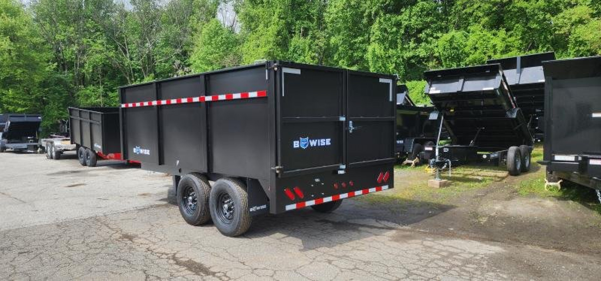 New *Clearance*7 x 14 BWISE Deckover 48" High Sides Dump Trailer 15.4K **BLACK/GRAY**