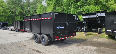 New *Clearance*7 x 14 BWISE Deckover 48" High Sides Dump Trailer 15.4K **BLACK/GRAY**