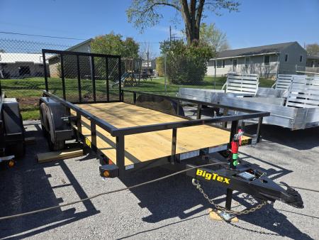 New 6'5  x 14' Big Tex 60PI Tandem Axle Utility Trailer, 6k GVWR ***2  Ball, Spring Assist Gate, Set Back Jack, Spare Mount