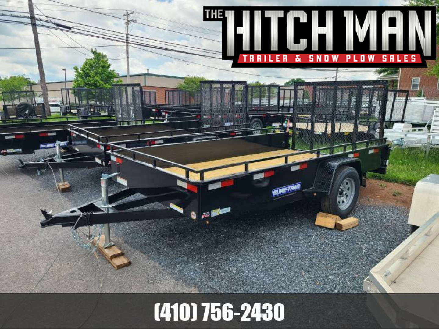 New 6 x 12 Sure-Trac Steel High Side Utility Trailer, 3k GVWR **w/Spring Assist Gate, Set-Back Jack