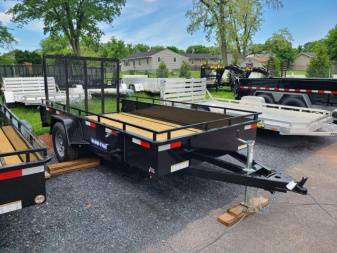 New 6 x 12 Sure-Trac Steel High Side Utility Trailer, 3k GVWR **w/Spring Assist Gate, Set-Back Jack