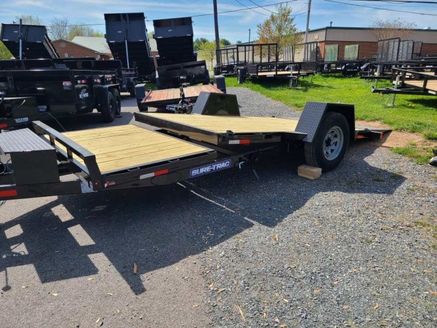New 6.5 x 16 (12+4) Sure-Trac Single Axle Tilt Bed Equipment Trailer, 7.8k GVWR **w/4' Stationary Deck