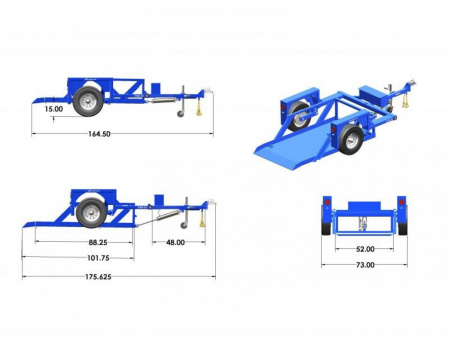 New 4'4" x 8'6" Air Tow S8-35 Single Axle Drop Deck Equipment Trailer, 4.6K GVWR  ***w/110v Battery Charger