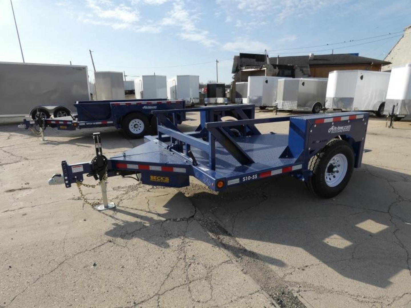 New 6'3" x 10' Air Tow S10-55 Single Axle Drop Deck Equipment Trailer, 8.1k GVWR  **w/110v Battery Charger
