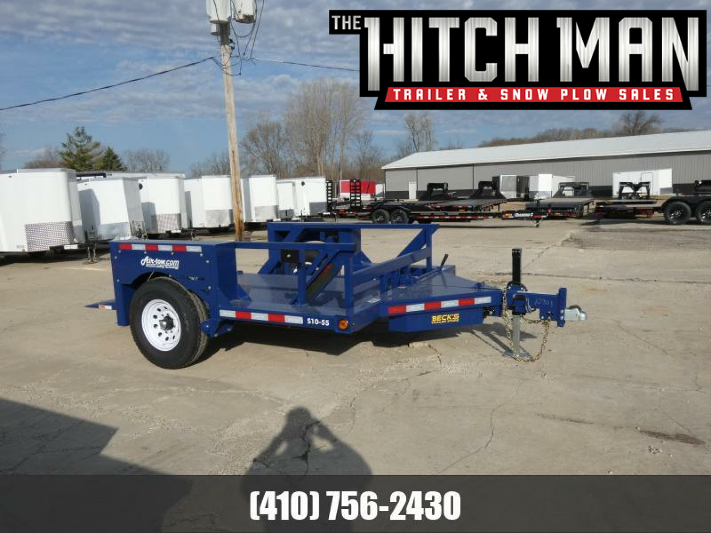 New 6'3" x 10' Air Tow S10-55 Single Axle Drop Deck Equipment Trailer, 8.1k GVWR  **w/110v Battery Charger