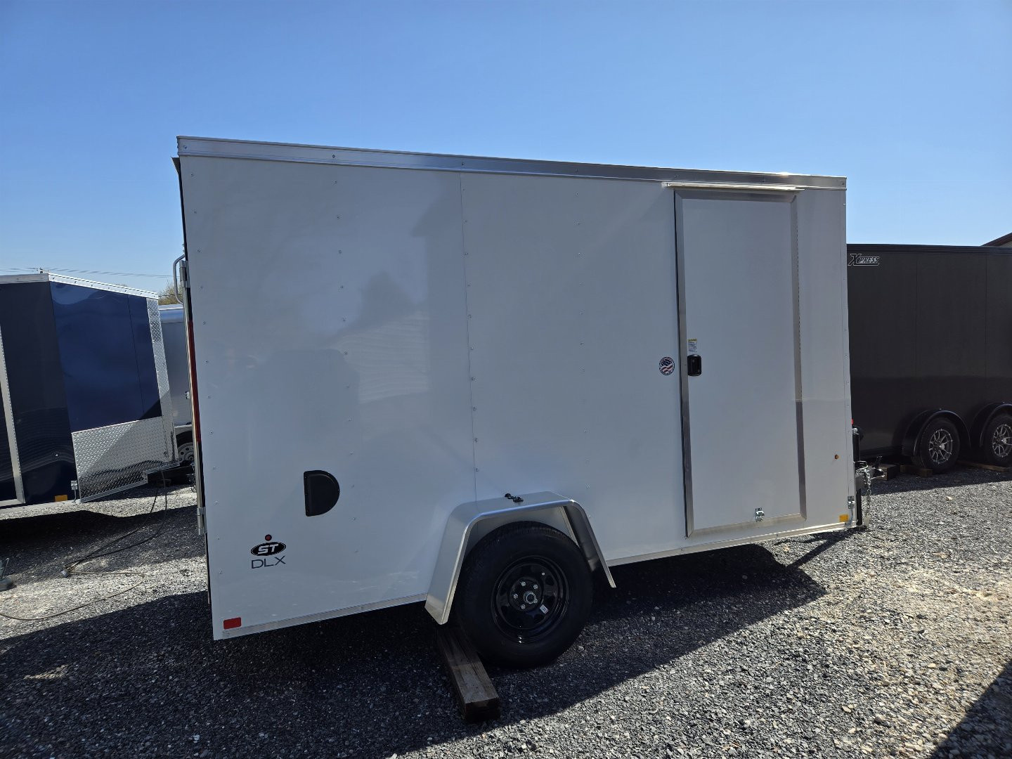 New 6 x 12 Look ST DLX V-Nose Cargo Trailer, 3K GVWR ***White w/ 6" Extra Height, Ramp Door w/ Flap, (4) D-Rings, Stabilizer Jacks