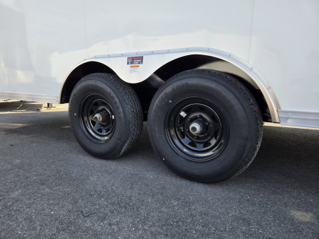 New 8.5 x 24 Car-Mate Custom Enclosed Car Trailer, 10K GVWR ***White w/Get Out Door, 6" Extra Height, 6k Torsion Axles, Black Spoke Wheels