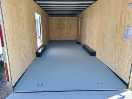 New 8.5 x 24 Car-Mate Custom Enclosed Car Trailer, 10K GVWR ***White w/Get Out Door, 6" Extra Height, 6k Torsion Axles, Black Spoke Wheels