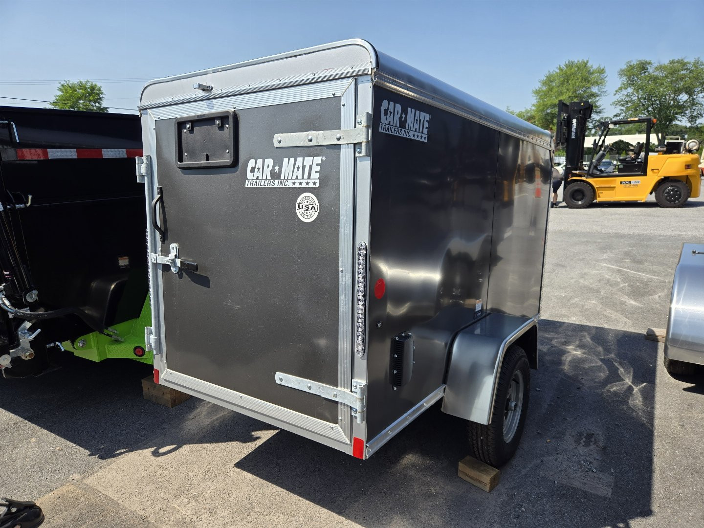 New 4 x 8.5 Car-Mate Custom Cargo Trailer, 2k GVWR **Charcoal Gray w/12v Int. Light & Wall Vents