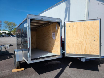 New 4 x 8.5 Car-Mate Custom Cargo Trailer, 2k GVWR **Charcoal Gray w/12v Int. Light & Wall Vents