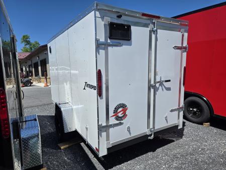 New 6 x 12 Homesteader Intrepid V-Nose Cargo Trailer, 3k GVWR **White PolyCor w/ Barn Doors