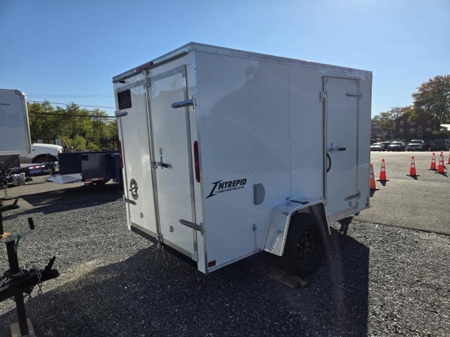 New 6 x 10 Homesteader Intrepid V-Nose Cargo Trailer, 3k GVWR **White w/Barn Doors