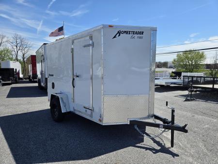 New 6 x 10 Homesteader Intrepid V-Nose Cargo Trailer, 3k GVWR **White w/Barn Doors