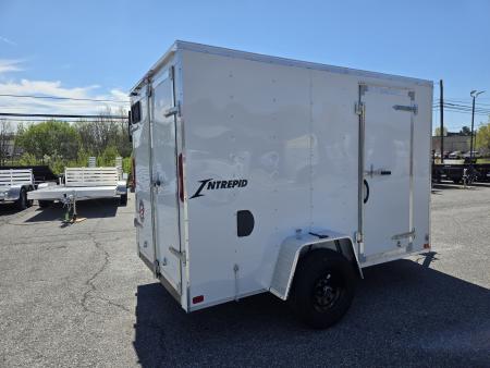 New 6 x 10 Homesteader Intrepid V-Nose Cargo Trailer, 3k GVWR **White w/Barn Doors