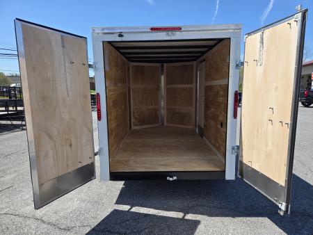 New 6 x 10 Homesteader Intrepid V-Nose Cargo Trailer, 3k GVWR **White w/Barn Doors