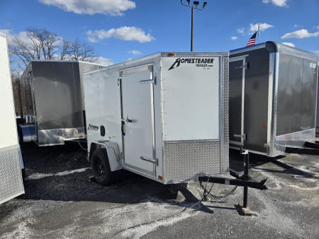 New 5 x 8 Homesteader Intrepid V-Nose Cargo Trailer, 3k GVWR ***White w/Swing Door & .030 Alum Skin