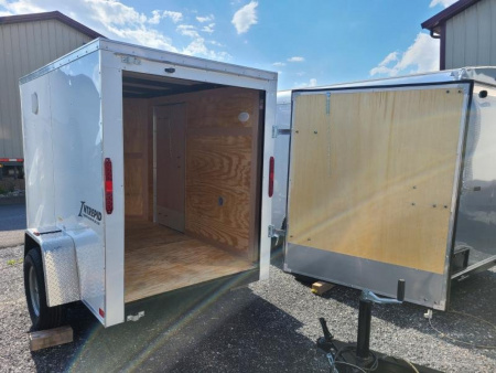 New 5 x 8 Homesteader Intrepid V-Nose Cargo Trailer, 3k GVWR ***White w/Swing Door & .030 Alum Skin