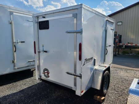 New 5 x 8 Homesteader Intrepid V-Nose Cargo Trailer, 3k GVWR ***White w/Swing Door & .030 Alum Skin