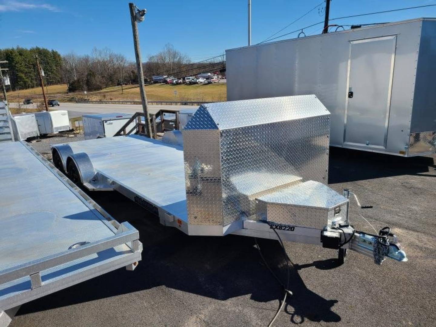 New 7 x 20 Aluma EX8220 Executive Series Car Hauler, 7K GVWR **Includes Stone Guard, Toolbox, Bed Lights, Spread Axles