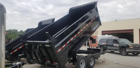 New 7 x 12 Sure-Trac HD Telescopic 4ft High Side Dump Trailer 14k