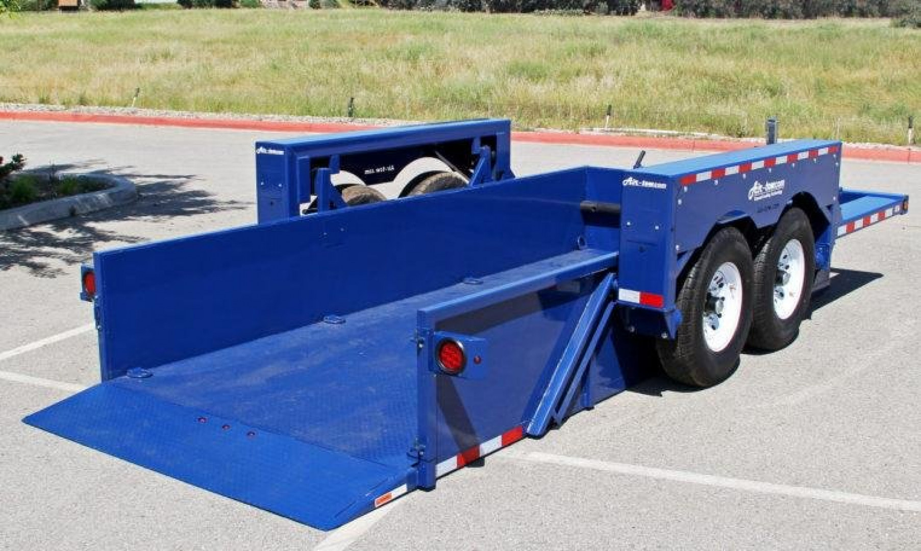 New 6'3" x 16' Air-Tow UT16-14 Steel Side Drop Deck Equipment Flatbed Trailer, 18k ***w/Spare Tire Mount & 110v Battery Charger